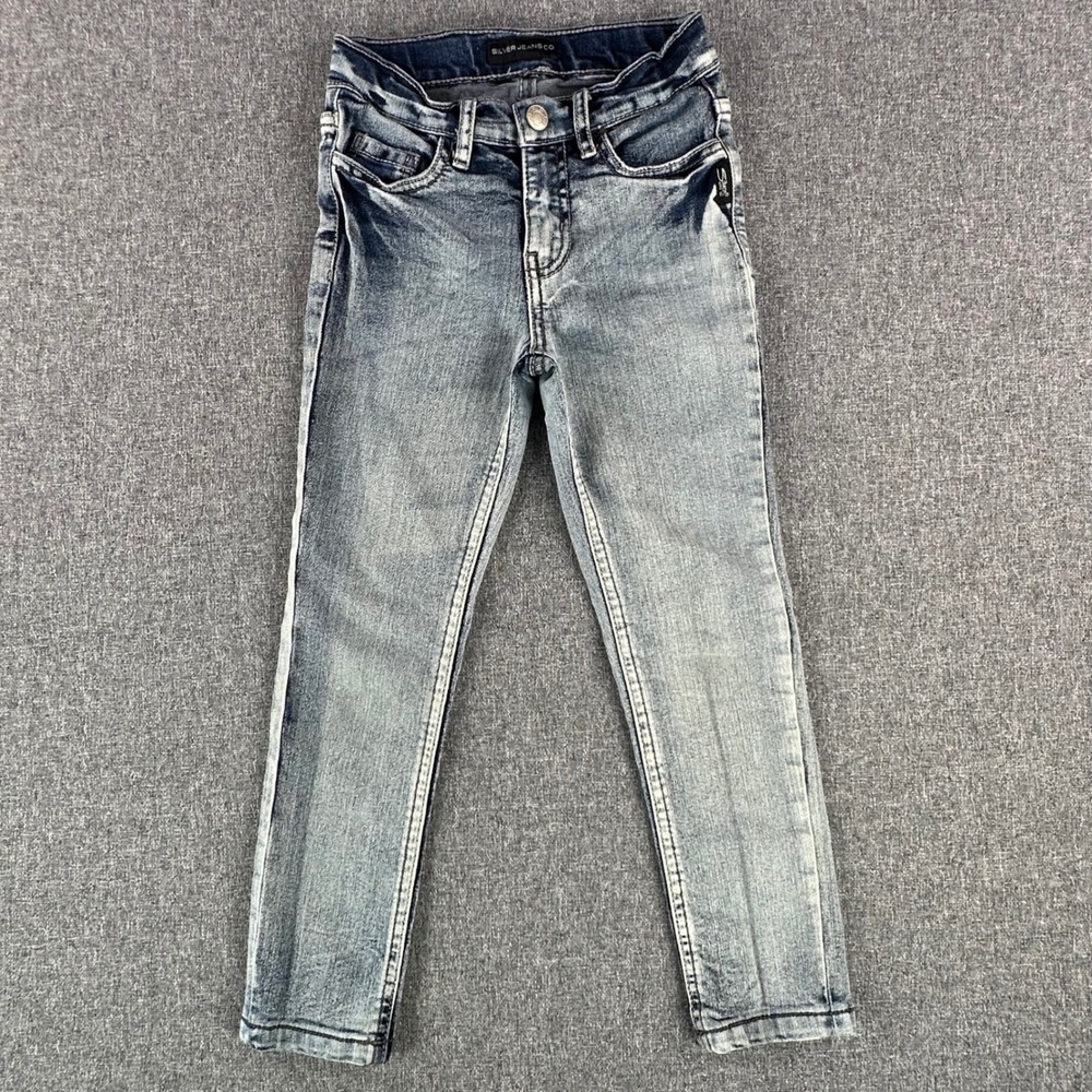 Silver Jeans Co. Jeans Kids 20x19 Slim Blue Acid Wash S-Scroll Embroidery